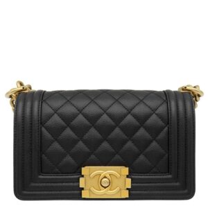 シャネル CHANEL ショルダーバッグ ボーイシャネル スモール チェーン キャビアスキン ブラック ヴィンテージ金具 黒 ランダムシリアル 【中古】中古美品