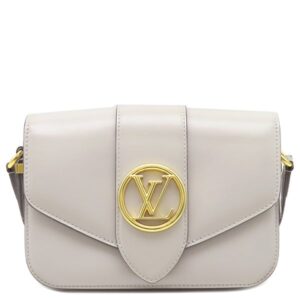 ルイヴィトン LOUIS VUITTON ショルダーバッグ LV PONT9 LVポンヌフ スムースレザー クレーム ゴールド金具 白 LVサークル M55950 RFID 【中古】
