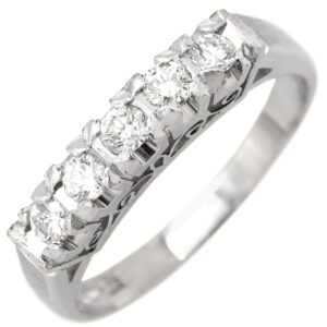 リング 指輪 ダイヤモンド 5粒 0.24ct プラチナシルバー プラチナ Pt900 造幣局検定マーク 一文字リング 5P 5石 10号 【中古】中古品