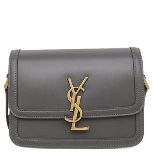 イヴ・サンローラン Yves Saint Laurent ショルダーバッグ ソルフェリーノ レザー グレー ゴールド金具 YSL ロゴプレート カサンドラロゴ 634306 【保存袋】 【中古】新品同様品