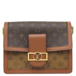 【★3％OFFクーポン】ルイヴィトン LOUIS VUITTON ショルダーバッグ ドーフィーヌ MM モノグラムキャンバス モノグラムリバースキャンバス ブラウン×ベージュ ゴールド金具 茶 チェーンショルダー M45958 RFID 【中古】中古美品