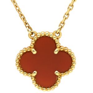 ヴァンクリーフアーペル Van Cleef & Arpels ネックレス ヴィンテージ アルハンブラ ペンダント レッド×イエローゴールド Au750 18K 赤 カーネリアン VCARD38500 【中古】中古美品
