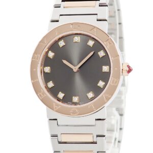 ブルガリ BVLGARI ブルガリブルガリ BBP33SG 103067 K18PG×SS コンビ 純正12Pダイヤ レディース 腕時計クオーツ グレー 【中古】中古美品