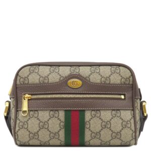 グッチ GUCCI ショルダーバッグ GGスプリーム オフィディア ミニバッグ GGスプリームキャンバス レザー ベージュ×ブラウン ゴールド金具 茶 シェリー 517350 【中古】