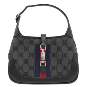 バレンシアガ BALENCIAGA 2WAYバッグ ザ ハッカー プロジェクト ジャッキー 1961 キャンバス レザー ブラック シルバー金具 黒 GUCCI グッチ コラボ ショルダー 680132 【保存袋】 【中古】新品同様品