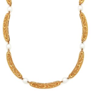 ミキモト MIKIMOTO ネックレス K18 パール デザインネックレス パールホワイト×イエローゴールド 真珠 18K 750 YG 【ケース】 【中古】中古品