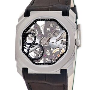 ブルガリ BVLGARI オクト フィニッシモ スケルトン 102714/BGO40TLXTSK 新同品 オクタゴン 極薄 軽量 グレー Ti メンズ 腕時計手巻き グレー 【中古】