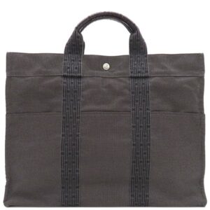 エルメス HERMES トートバッグ エールライントート MM キャンバス グレー シルバー金具 鍵・カデナ欠品 【中古】