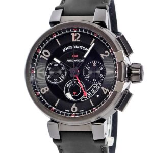 【★3％OFFクーポン】ルイヴィトン LOUIS VUITTON タンブール エボリューション GMT クロノグラフ Q10580 ブラック 黒 PVD デイト メンズ 腕時計自動巻き ブラック 【中古】中古美品