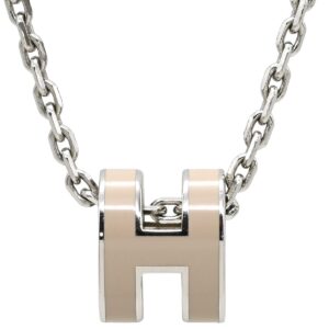 エルメス HERMES ネックレス ポップアッシュ ミニ ペンダント メタル ラッカー マロングラッセ×シルバー Hモチーフ 【箱】 【中古】新品同様品
