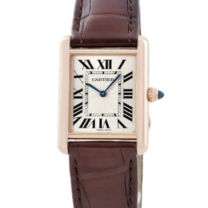 カルティエ Cartier タンク ルイ カルティエ LM WGTA0011 OH済 K18PG無垢 ギョーシェ 青針 メンズ レディース 腕時計手巻き シルバー 【中古】中古美品