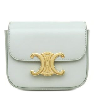 セリーヌ CELINE ショルダーバッグ ミニ クロード カーフ アイスブルー ゴールド金具 トリヨンフ 【箱】 【中古】中古美品