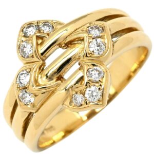クリスチャン・ディオール Christian Dior リング 指輪 ダイヤモンドリング イエローゴールド Au750 K18 ダイヤ 四つ葉クローバーデザイン 0.31ct 16号 【中古】