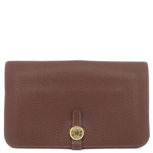 エルメス HERMES 長財布 ドゴンGM トゴ ハバナ ゴールド金具 茶 不鮮明 【中古】