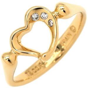 ティファニー Tiffany & Co リング 指輪 オープンハート イエローゴールド T＆Co. 18K 750 YG エルサ ペレッティ 3石 3粒 ダイヤモンド 10.5号 【中古】中古美品