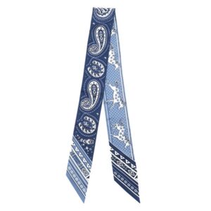 エルメス HERMES スカーフ ツイリー シルク ブルージーン×マリン×ホワイト 新品 未使用 【シュヴァル ドゥ クール バンダナ】 H064259S 03 【箱】 【中古】