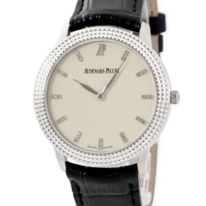 オーデマピゲ AUDEMARS PIGUET クラシック クルドパリ 15163BC OH済 K18WG無垢 純正ダイヤ アイボリー シースルーバック メンズ 腕時計手巻き ベージュ 【中古】中古美品