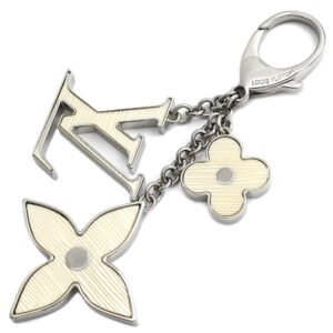 ルイヴィトン LOUIS VUITTON バッグチャーム ビジューサック フルール ドゥ エピ メタル ホワイト シルバー金具 白 LVロゴ キーホルダー M65085 DP0122 【中古】