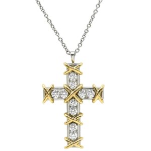 ティファニー Tiffany & Co ネックレス ジャン シュランバージェ クロス ダイヤ ペンダント プラチナシルバー×イエローゴールド Pt 750YG 60022679 【箱】 【中古】中古美品
