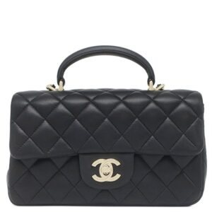 シャネル CHANEL 2WAYバッグ マトラッセ 20 トップハンドル ラムスキン ブラック ゴールド金具 黒 ハンドバッグ AS2431 ランダムシリアル 【箱】 【中古】未使用保管品