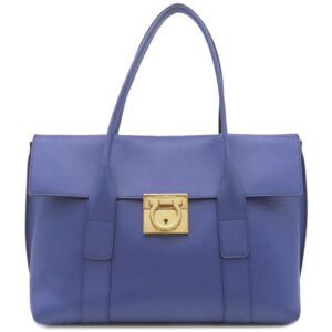 サルヴァトーレ・フェラガモ Salvatore Ferragamo 2WAYバッグ ガンチーニ レザー ブルー ゴールド金具 青 ショルダー 21 E990 【中古】