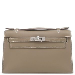 エルメス HERMES ハンドバッグ ポシェットケリー ミニ ヴォースイフト エトゥープ シルバー金具 新品 未使用 グレージュ ミニバッグ K刻印(2025年製) 【中古】