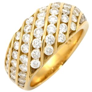 リング 指輪 ダイヤモンド 1.50ct イエローゴールド K18YG パヴェ メレダイヤ チャネルセッティング 幅広 ボリュームリング 11号 【中古】