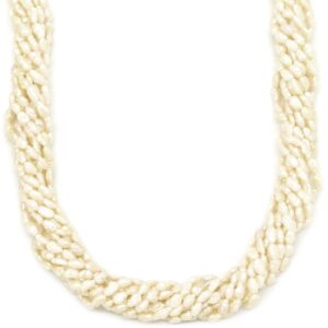 ネックレス 淡水パール 10連 パールホワイトXシルバー 白 【中古】