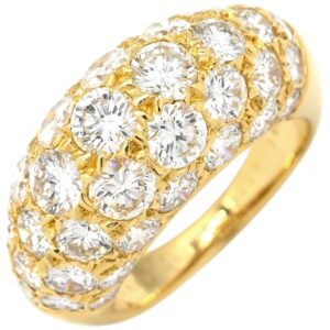 ヴァンクリーフアーペル Van Cleef & Arpels リング 指輪 ブール パヴェダイヤモンド イエローゴールド 18KT Au750 18金 セミエタニティ 9号 【修理証明書】 【中古】