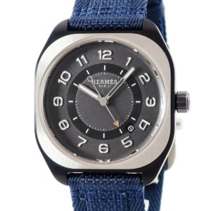エルメス HERMES H08 SP1.741A.331 新品同様 チタン ブラック グレー エイチオーエイト デイト アラビア メンズ 腕時計自動巻き グレー 【中古】