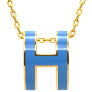 エルメス HERMES ネックレス ポップアッシュ ペンダント GP ラッカー ブルー×ゴールド 青 Hモチーフ 【中古】中古品