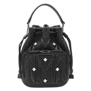エムシーエム MCM 2WAYバッグ ビジュー バケットバッグ レザー ブラック ガンメタル金具 黒 巾着バッグ ハンドバッグ ショルダー 【中古】中古美品