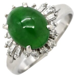 リング 指輪 ヒスイ 0.157ct ダイヤモンド プラチナシルバー 緑 グリーン 翡翠 ひすい ジェダイト プラチナ900 12号 【中古】中古品