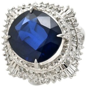 リング 指輪 ブルーサファイア 6.6ct ダイヤリング プラチナシルバー 青 ブルー 大粒 ラージ ブルー オーバルカット ひし形 Pt900 13号 【中古】