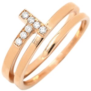 ティファニー Tiffany & Co リング 指輪 Tスクエア ラップ ローズゴールド ピンクゴールド AU750 18K 7石 7P ダイヤモンド 22号 【中古】