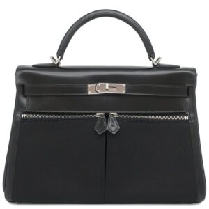 エルメス HERMES 2WAYバッグ ケリーラキ 32 内縫い ボックスカーフ トワルオフィシエ ブラック シルバー金具 黒 ショルダー ハンドバッグ 希少 □L 【保存袋】 【中古】中古美品