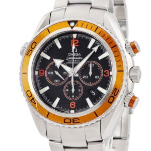 オメガ OMEGA シーマスター プラネットオーシャン 600M 2218.50.00 ブラック オレンジ スモールセコンド メンズ 腕時計自動巻き ブラック 【中古】