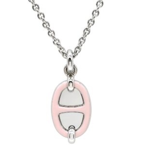 エルメス HERMES ネックレス ミニマイヨン PM ペンダント メタル エナメル ローズカンダー シルバー金具 ピンク シェーヌダンクルモチーフ 新品 未使用 【箱】 【中古】未使用保管品