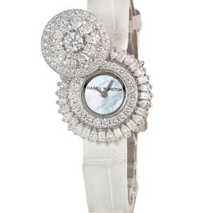 ハリーウィンストン Harry Winston ローズバッド HJTGHM27WW001 メーカーOH済 K18WG無垢 純正ダイヤ シェル レディース 腕時計クオーツ ホワイト 【中古】中古美品