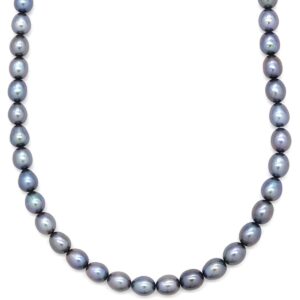 ネックレス 5.8mm パール ペンダント ブルーブラック 真珠 ダークグレー 黒銀色 一連 淡水真珠 43.5cm セミラウンドシェイプ 【中古】新品同様品