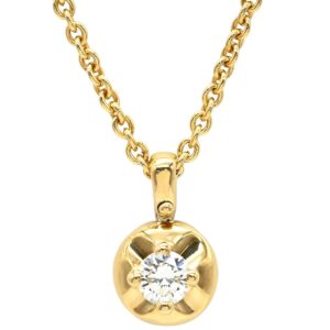 ブルガリ BVLGARI ネックレス コロナネックレス イエローゴールド BVLGARI Au750 18K ダイヤ 1P 1粒 【箱】 【中古】
