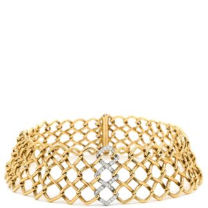 ティファニー Tiffany & Co ネックレス オープンワーク スクエアリンク ダイヤ イエローゴールド×プラチナシルバー T＆Co. 750 18K プラチナ コンビ パロマピカソ 【中古】中古美品