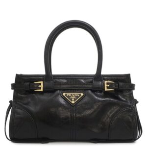 プラダ PRADA 2WAYバッグ ボニー ミニ ハンドバッグ レザー ブラック ゴールド金具 黒 三角ロゴ ショルダー 1BA486 【中古】未使用保管品