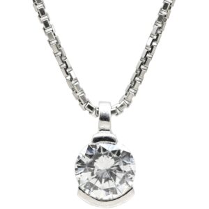 ネックレス ダイヤ ペンダント プラチナシルバー プラチナム 1P 1石 1粒 ドロップ しずくモチーフ 雫 【中古】中古品