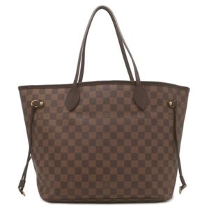 ルイヴィトン LOUIS VUITTON トートバッグ ネヴァーフルMM ダミエキャンバス ダミエエベヌ ゴールド金具 茶 赤 ショルダーバッグ 肩掛け N51105 AR4099 【中古】