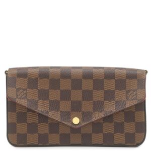 ルイヴィトン LOUIS VUITTON チェーンウォレット ポシェット フェリシー ダミエキャンバス ダミエエベヌ ゴールド金具 茶 赤 ショルダーバッグ N63032 SF4169 【中古】