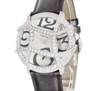 カルティエ Cartier ロンドフォル WJ304350 メーカーOH済 K18WG無垢 純正ダイヤ シルバー グリッド レディース 腕時計クオーツ シルバー 【中古】