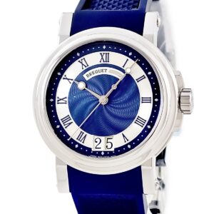ブレゲ BREGUET マリーン II ラージデイト 5817ST/Y2/SV0 OH済 ブルー ローマン ギョーシェ コインエッジ メンズ 腕時計自動巻き ブルー 【中古】中古美品