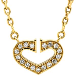 カルティエ Cartier ネックレス Ｃハート ダイヤ イエローゴールド 18金 18K 750YG 【中古】中古美品