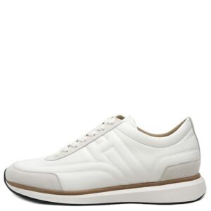 エルメス HERMES スニーカー イージー EASY カーフ シェーブルベロア ホワイト #40 白 茶 レザー 新品 未使用 ソルド品 H221901Z 【保存袋】 【中古】